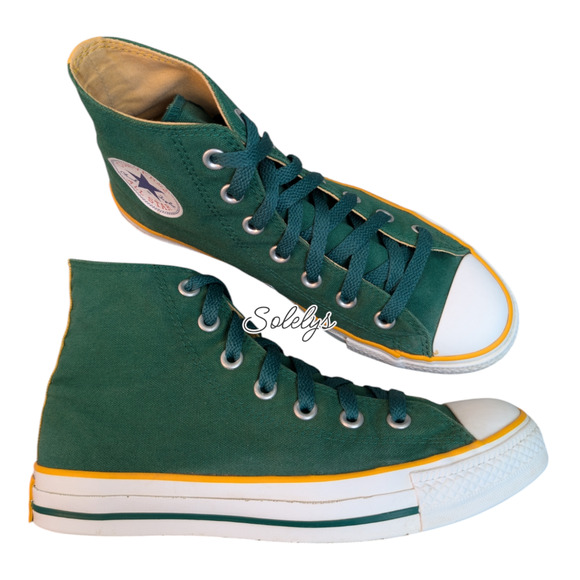 Converse All Star 2004 Vintage Roll Down Hi Celtic Green Laker Gold Womens 7.5 - Picture 1 of 15